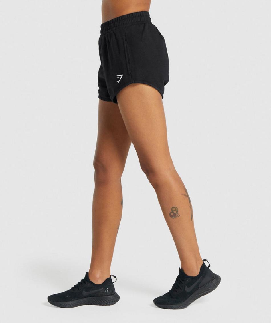 Pantalones Cortos Gymshark Entrenamiento Sweat Mujer Negras | CO 2722XYU